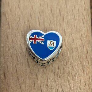 Pandora Anguilla Flag Exclusive Travel Heart Charm Pendant, S925 Silver